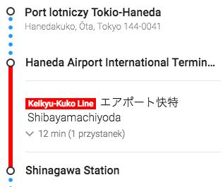 Czerwona linia w kierunku Shibayamachiyoda